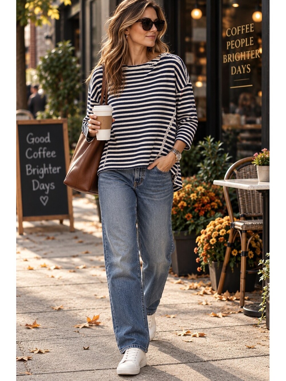 Anthropologie Navy White Striped Cotton Knit Top Size 6 Lace Trim Hi Low